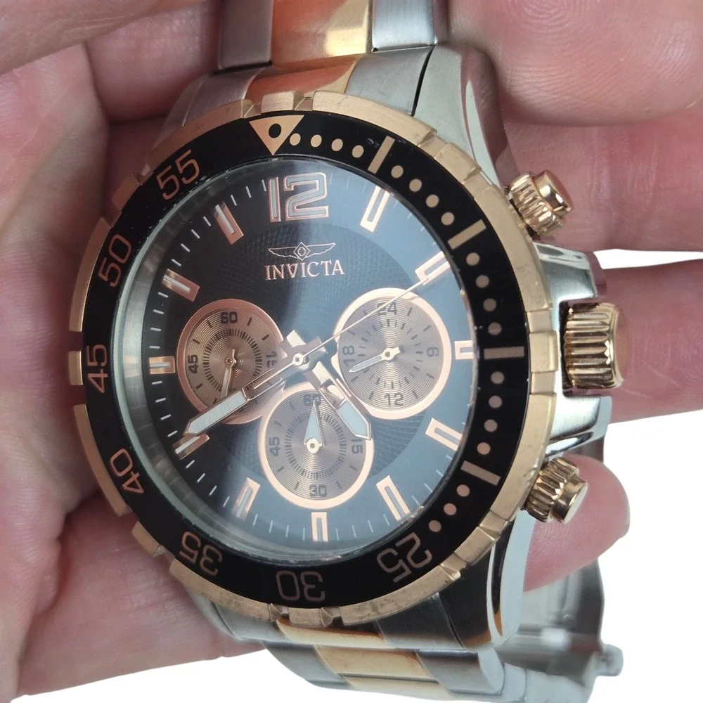 Invicta Specialty Men's Watch 23667 Chronograph Rose Gold & Stainless Band VIDEO